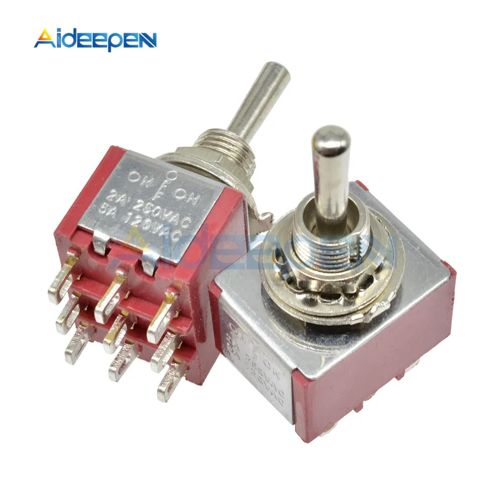 

ON-OFF-ON 9 Pin 9 Position Mini Latching Toggle Switch 120V 5A 250V 2A MTS-303 13*16.8MM Silver Contactor