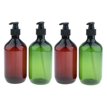 

4Pcs 500ml Refillable Pump Bottles, Travel Shampoo Lotion Conditioner, Massage Oils, Liquid Hand Soap Dispensers - Leakproof