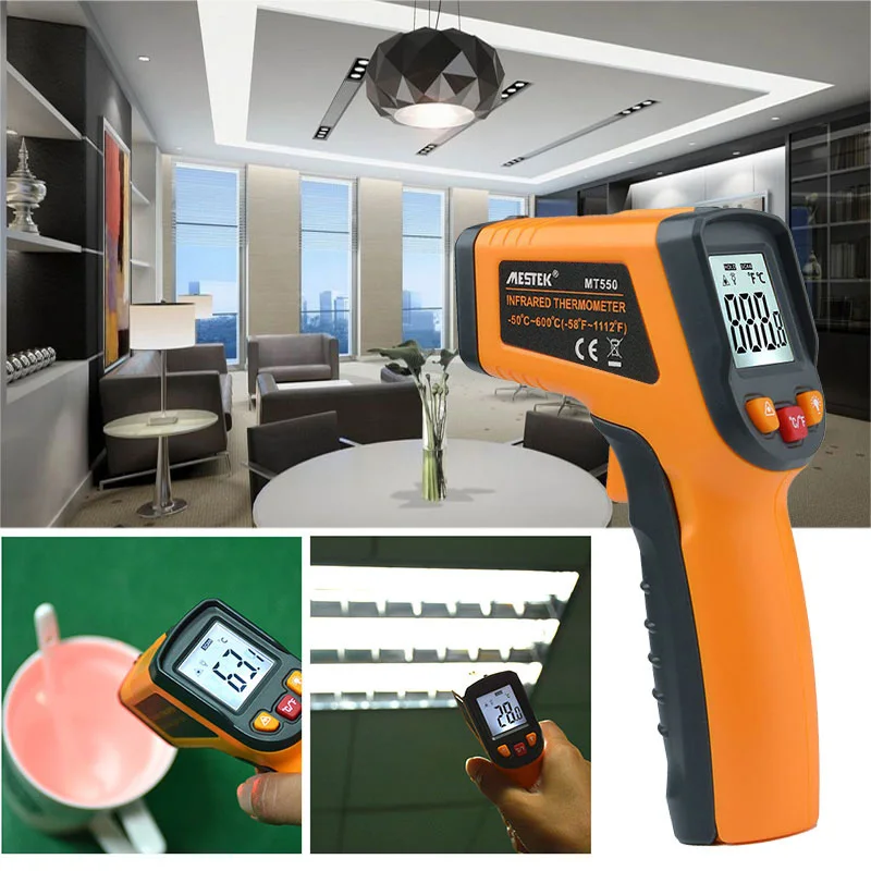 

ABS Yellow Gray Contactless Body Temperature Temperature Measurement Tool Infrared Thermometer with LCD Health Measuring Tools