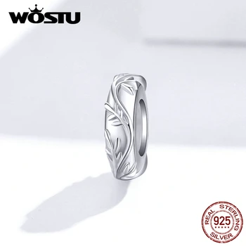 

WOSTU Real 925 Sterling Silver Vine Leaf Silicone Stopper Spacer Bead Fit Original Bracelet Charm DIY Jewelry AccessoriesFNC142