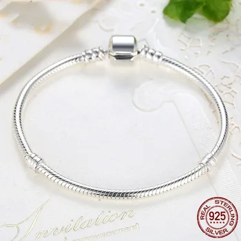 

Luxury Original 925 Sterling Silver Fit Pans Snake Chain Bracelet Bangle For Women Authentic Charm Pan Bracelets Jewelry Gift