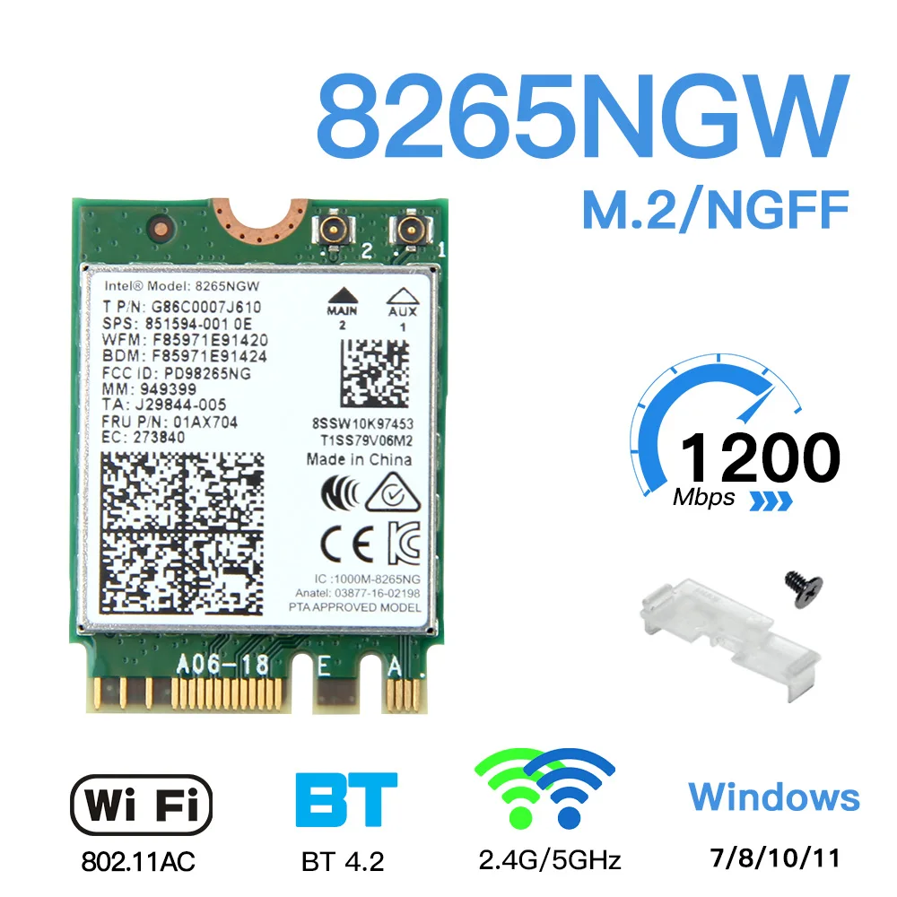 Tri Band WI-FI 6E AX210 M.2 NGFF 53740Mbps Wireless Network WiFi Card Intel AX210NGW 2.4G/5G/6Ghz 802.11ax Bluetooth5.2 Win10/11 