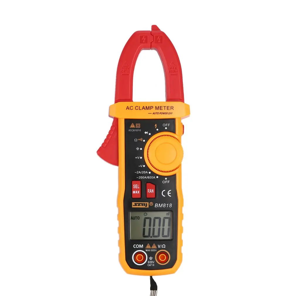 

SZBJ BM818 Digital DC/AC Clamp Meter Multimeter Volt Amp Ohm Diode NCV Capacitance Tester Handheld Non Contact Ammeter Tester