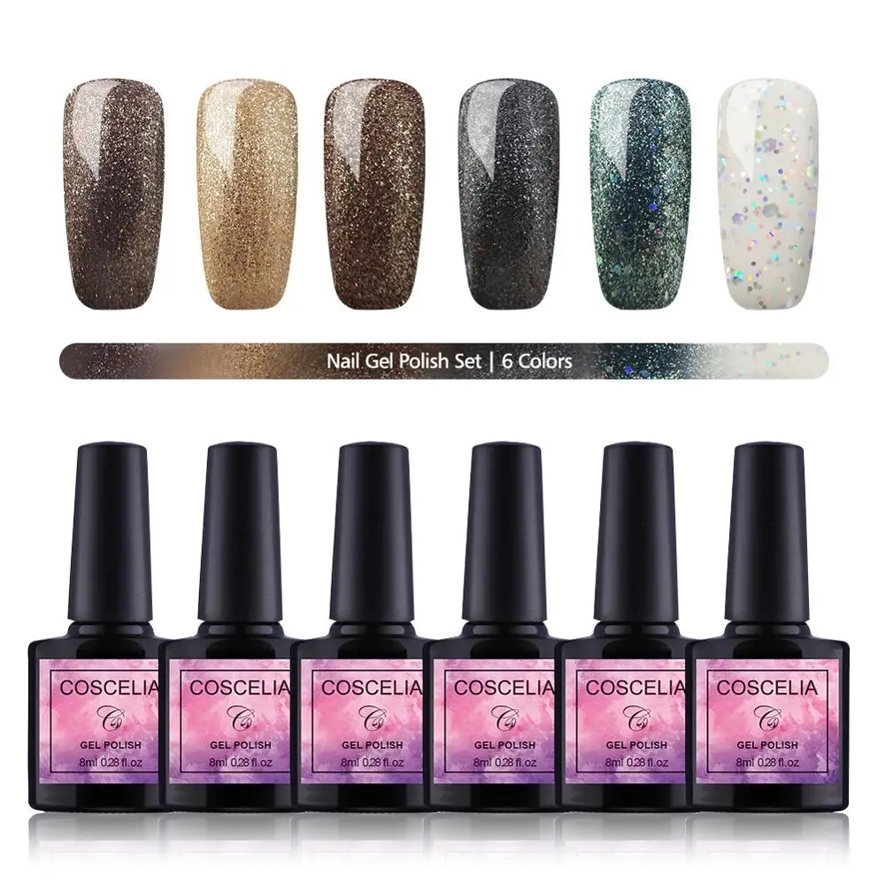 6PC SET 02 10 шт. Гель-лак для ногтей набор 8 мл чистый цвет УФ светодиодный Гель-лак для ногтей длительный маникюрный набор растворимый лак гель-Удлинитель Набор - Цвет: 6PC SET 02