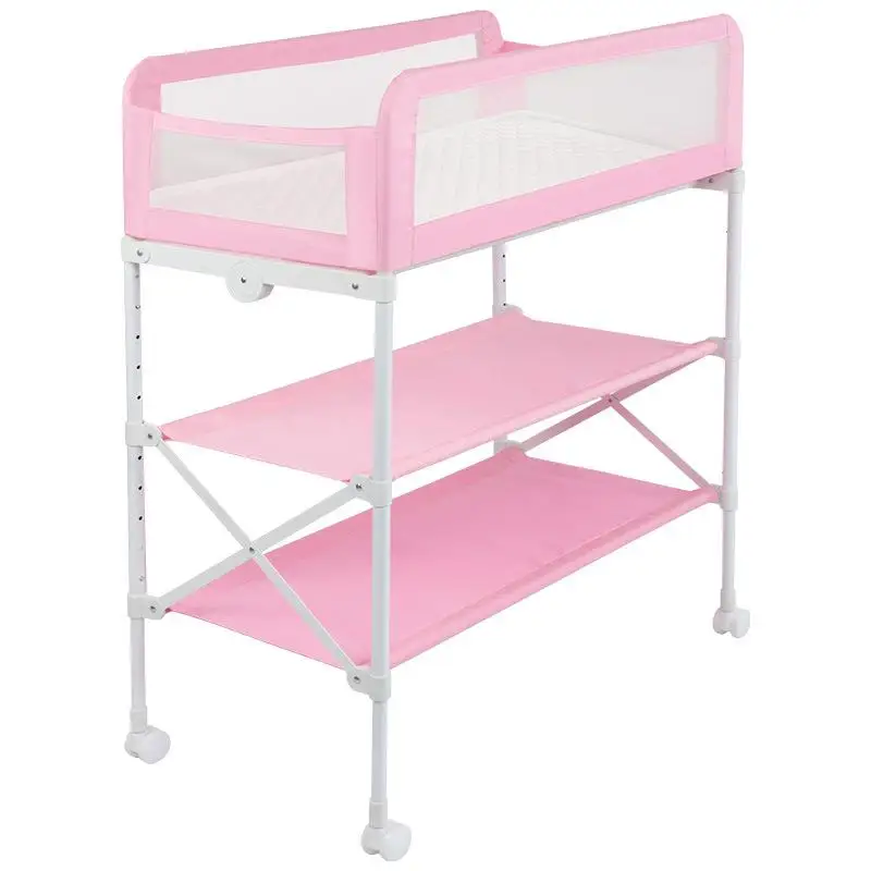 Детская пеленка для кровати, столик, детская колыбель, маленькая колыбель, детская кровать, складная, регулируемая высота - Цвет: pink