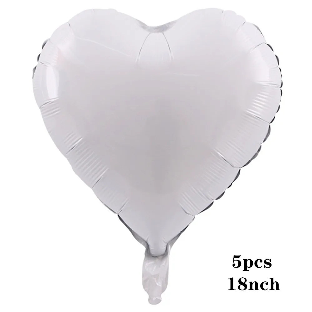5pcs white heart 36 дюймов Серебряный воздушный шар "Конфетти" розовый белый латексный шар Серебряный романтическая тема Свадьба День Рождения Вечеринка украшения princes baby sho - Цвет: 5pcs white heart