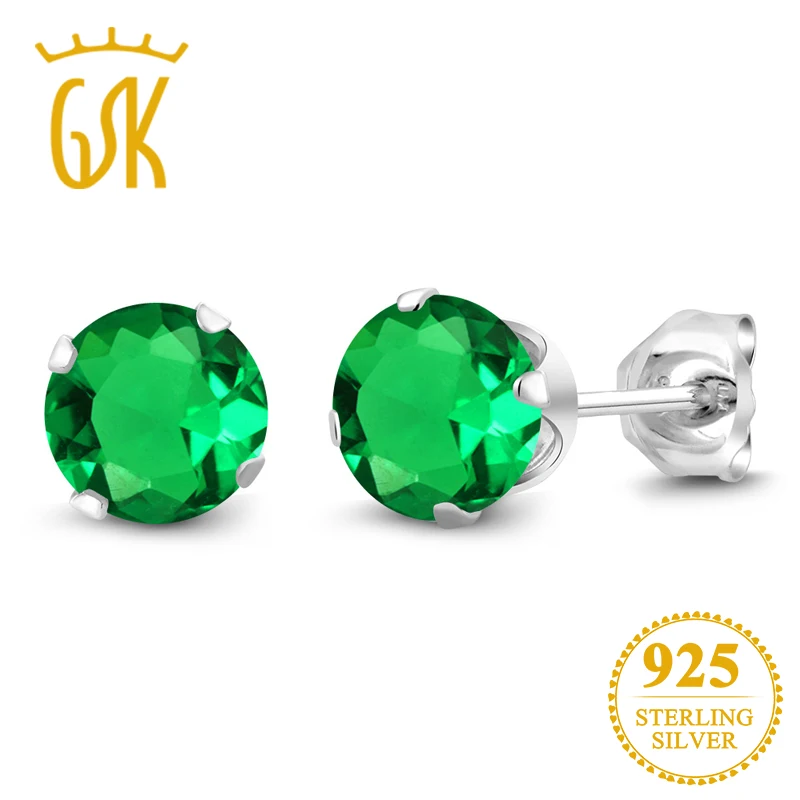 Серьги-гвоздики GemStoneKing из стерлингового серебра 925 пробы 1 54 карат Круглые 6 мм