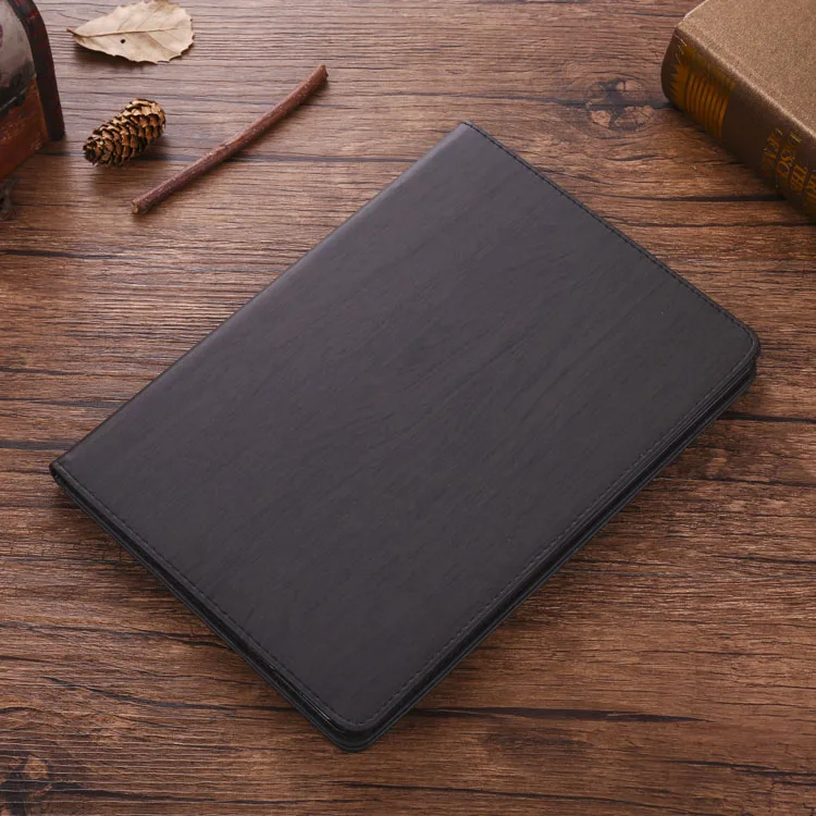 Для iPad Air 2 Air 1 чехол iPad 9,7 дюймов Анти-настоящая зернистая древесина PU кожаный умный чехол Чехол Авто Пробуждение чехол - Цвет: Black