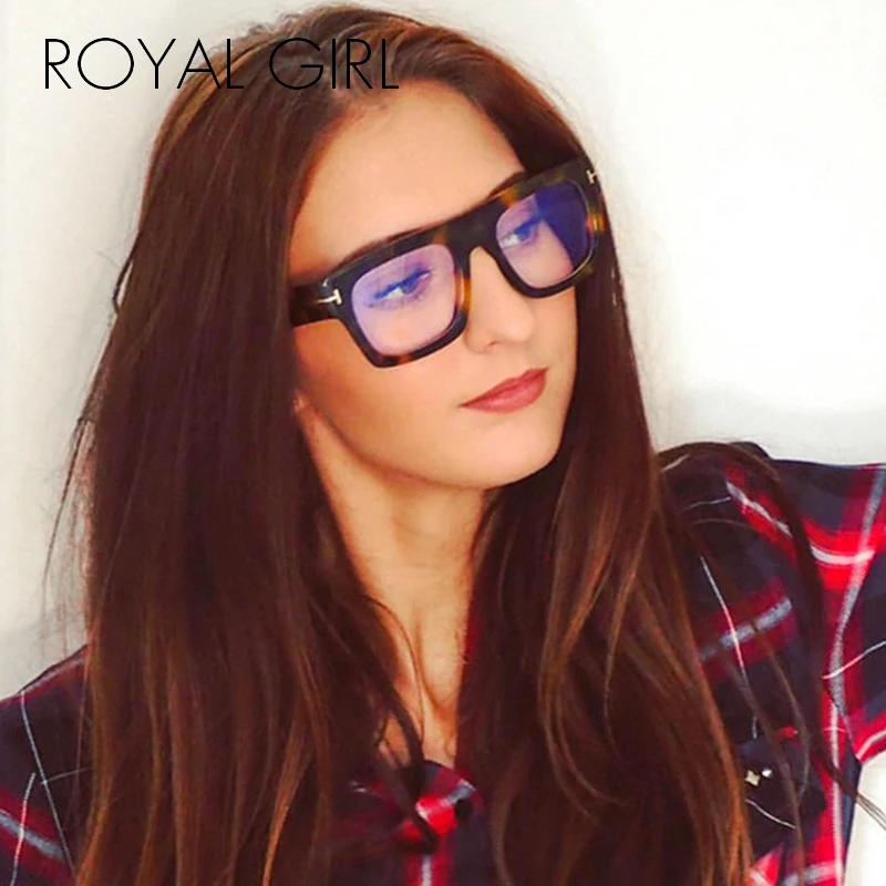 

ROYAL GIRL Anti Blue Light Square Glasses Personality Retro Transparent Lenses Computer Glasses Vintage Optical Eyeglasses OS898