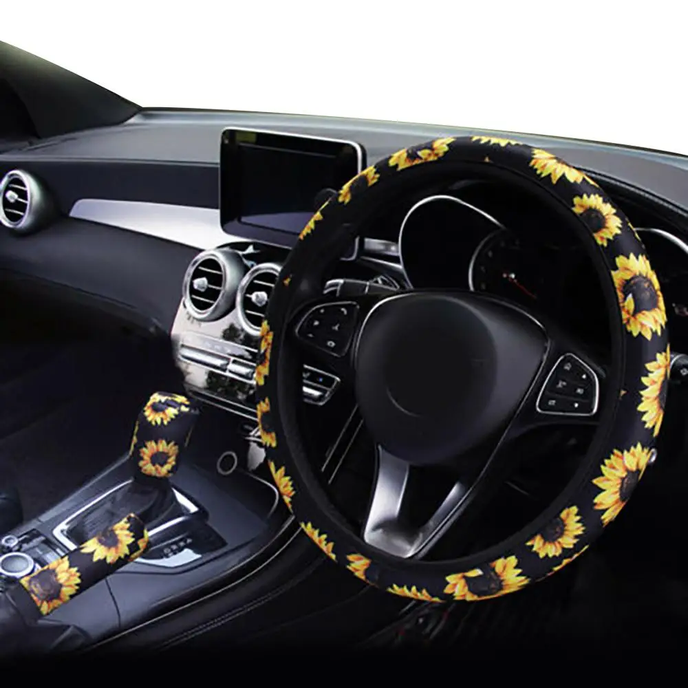 

3pcs/set Car Steering Wheel Cover Handbrake Sleeve Cover Auto Steering Wheel Protector Gearshift Cover Universal Accessories