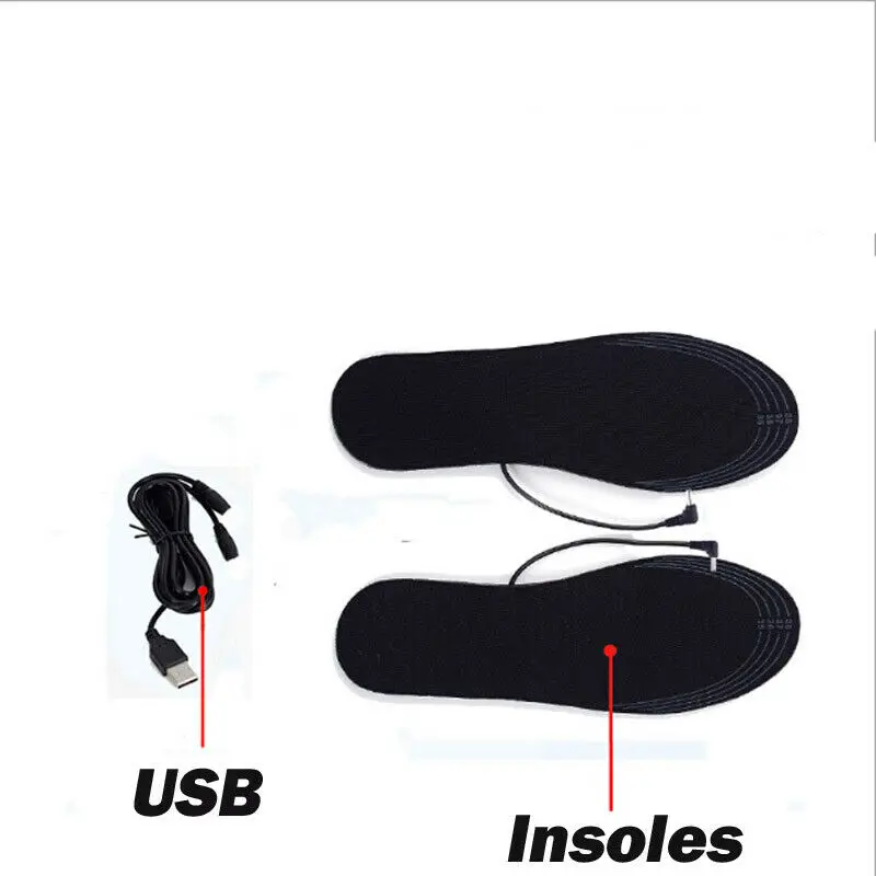 1 пара USB стельки с подогревом для ног, согревающие стельки для ног, теплые носки для ног, зимние уличные спортивные стельки для обуви, Теплые Зимние Стельки