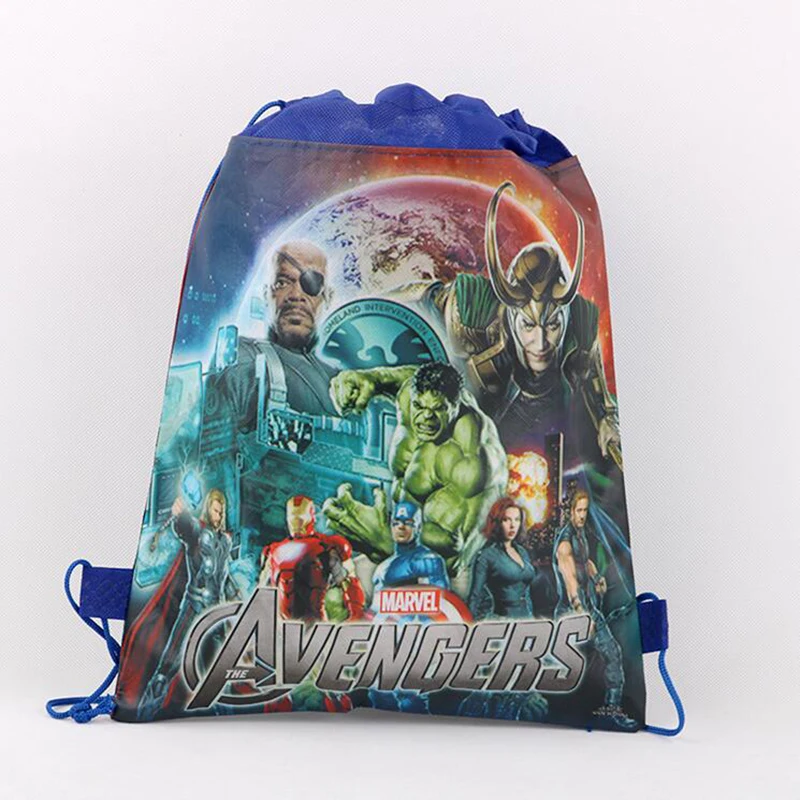1pcs Non-woven Drawstring Bags The Avengers Spiderman Iron Man Super Hero Theme Gift Bag Kids Baby Birthday Party Gifts