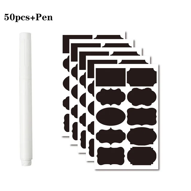 36-54pcs/Set Erasable Blackboard Sticker Craft Kitchen Jars Organizer Labels Chalkboard Chalk Board Sticker Black Board 5x3.5cm 50pcs 10 shapes