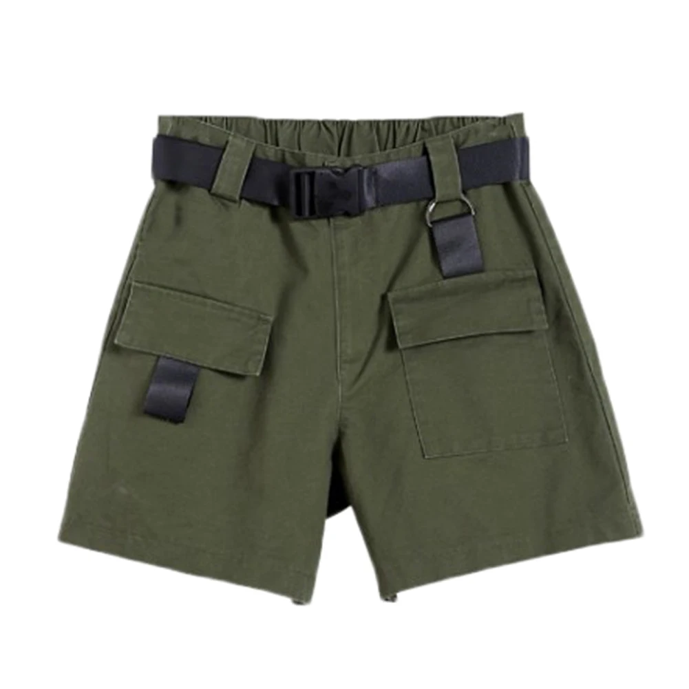 Plus Size Women Summer Shorts With Belt 2020 Fashion Casual Streetwear Cargo Shorts Army Green Short Femme short mujer birddog shorts Shorts