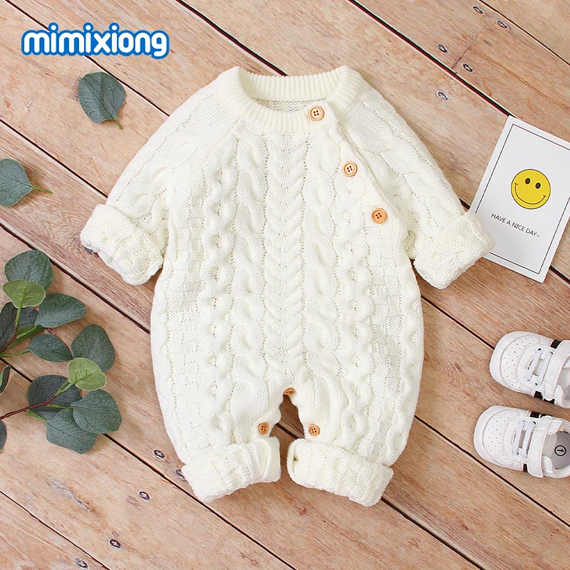 Baby Rompers Knitted Clothes Winter Thick Warm Newborn Boys Girls Jumpsuits Long Sleeve Toddler Infant Outfits Children Sweaters