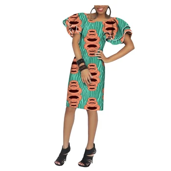 

African Women Flare Sleeve Print Formal Dress 2020 New Design Traditional Female Mini Sexy Party Wedding Dress Plus Size