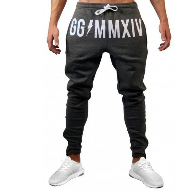 gray GG Осенние мужские брюки длинные мужские спортивные брюки Джоггеры для спортивные штаны для тренажерного зала Pantalon Homme тонкие хлопковые зимние мужские повседневные штаны - Цвет: gray GG