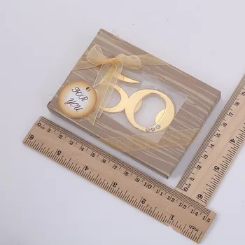 

100 Pcs Per Lot 50 Anniversary Gold Beer Bottle Opener Metal Openers for Wedding Souvenirs for Guests Birthday Party Gifts Favor