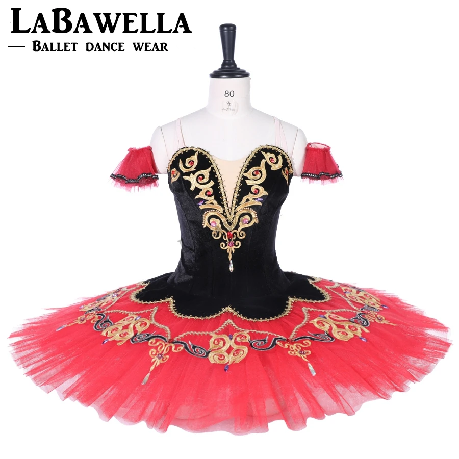Kitri Don Quixote Professional Ballet Tutus Black Red Ballet Stage Costume Adult Women Performance Ballet Pancake Tutu BT9292