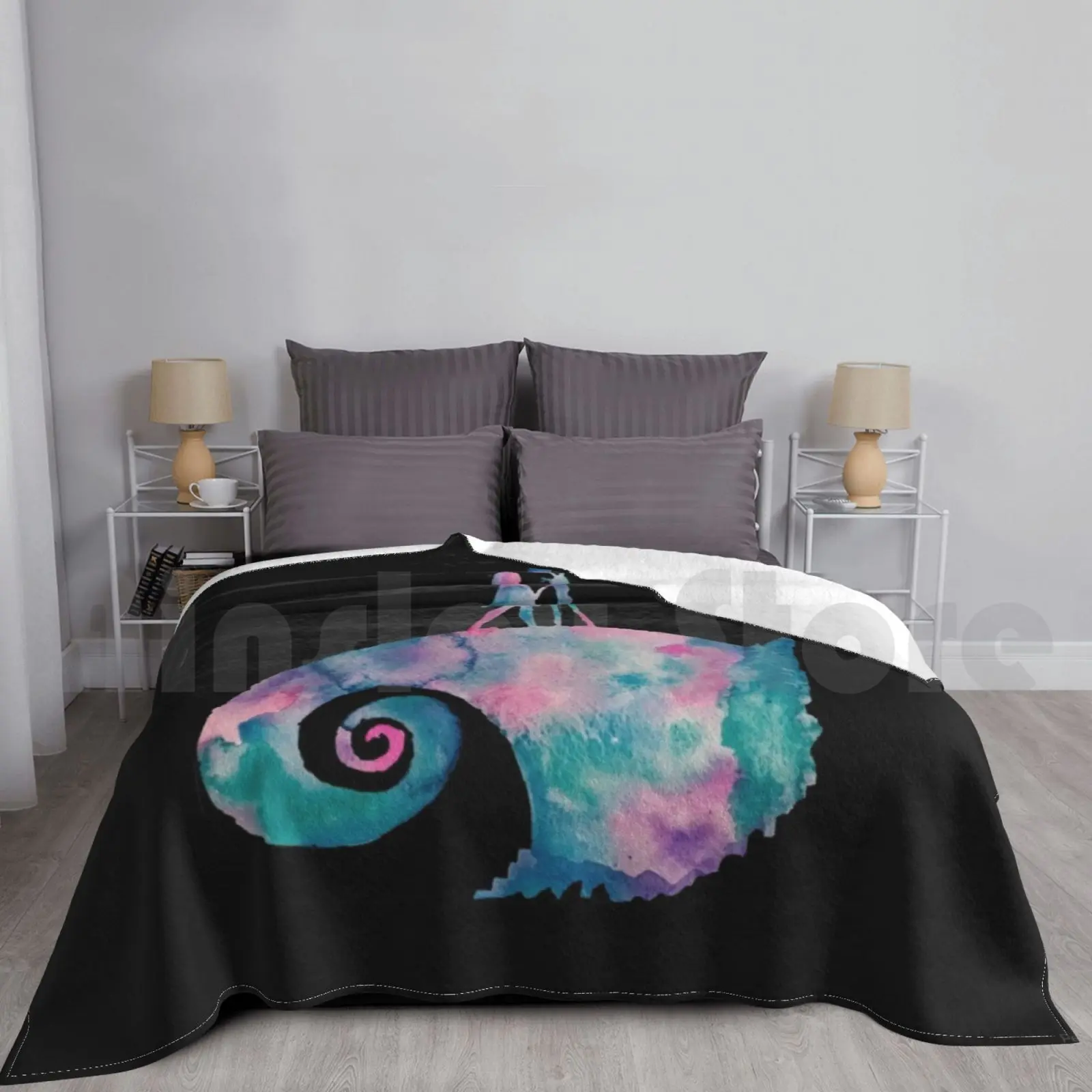 Acquerello Nightmare (Nero) Coperta Per Divano Letto Viaggio Nightmare Before Christmas Nightmare Christmas Tim