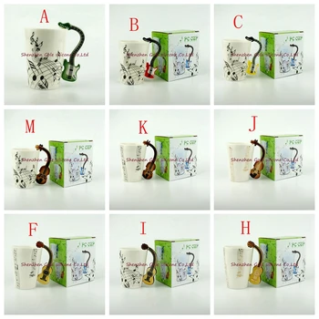 

120pcs/lot Small music ceramic mug coffee cup violin handle Bone china milk tea Couple musical mug ceramic new year gift Cup