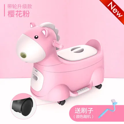 Детский туалет, туалет, Детский горшок, писсуар, большой туалет, горшок, бесплатно, горшок, щетка - Цвет: Pink with wheels
