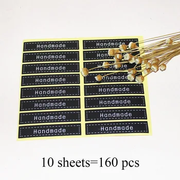 

10Sheets=160Pcs Sealing Label Stickers Hand Made Adhesive Stickers Black Craft Paper Stickers For Gifts Girls Baking