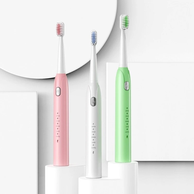 

Sonic Electric Toothbrush 5 Mode USB Charger IPX7 Waterproof Adult Timer Tooth Brushes 2 Replacement Heads Teeth Whitening