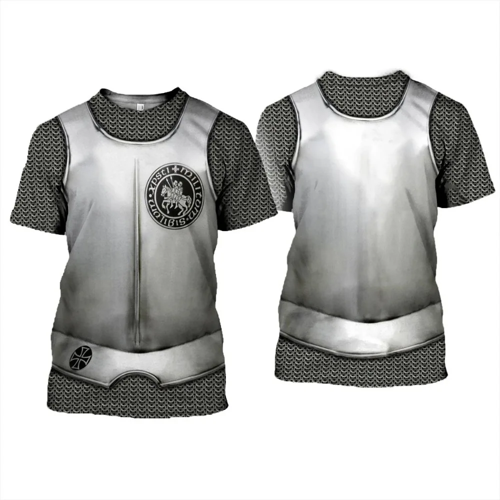 Griechische mittelalterliche Rüstung 3D-gedrucktes T-Shirt Harajuku Sommer Kurzarmhemd Ritter Straße Casual Unisex T-Shirt Tops DW0045 – Detail 5