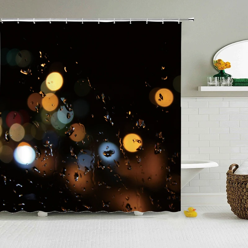 Custom Raindrop Fabric Shower Curtain bathroom With Hooks High Quality