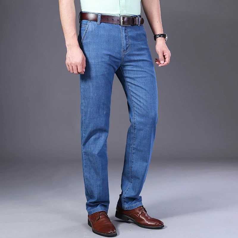 Xuan Sheng прямые мужские джинсы тонкие новые Стрейчевые свободные брендовые светло-голубые классические длинные штаны уличная одежда джинсы с высокой талией