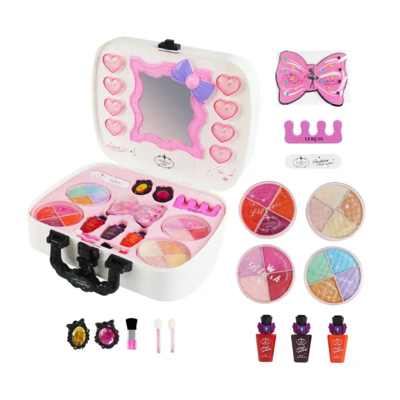 

Makeup Toy Set Kit Little Girls Children Pretend Play Non Toxic Safety Cosmetic Suit Travel Beauty Gift
