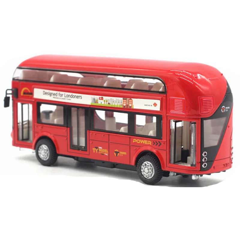 Diecast Лондонский автобус двухэтажный автобусный светильник и музыка открытая