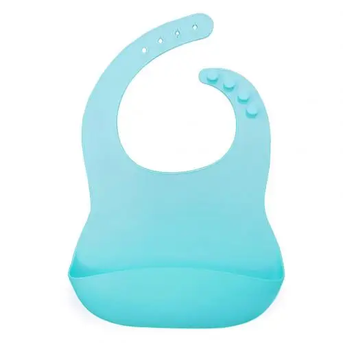 Сплошной цвет детский Силиконовый водонепроницаемый нагрудник с карманом для кормления слюнявчик фартук-Полотенце Burp Ткани бандана нагрудники для младенцев - Цвет: Синий