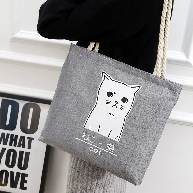 

2019 Literature And Art Canvas Zipper Large Bag Student School Bag Hemp Rope Shoulder Bag/ Hand Bag WOMEN'S Bag Cloth Bag Shoppi
