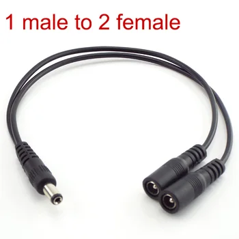 

1 Male to 2 Female Plug 5.5mm*2.1mm Connector DC Power Splitter Cable for CCTV LED Strip Light Power Supply Adapter