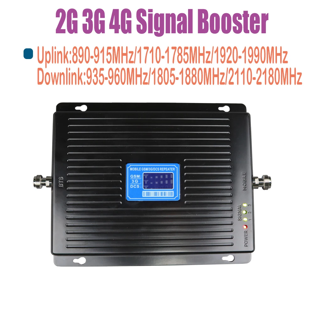 Мобильный усилитель сигнала ZQTMAX 2G 3G 4G 900 1800 2100 трехдиапазонный 75dB LTE UMTS GSM DCS WCDMA