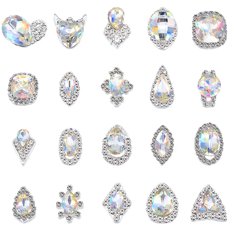

10pcs Crystal strass nail art stones alloy 3d decorations sparkle nail charms rhinestones for designer jewelry accessories