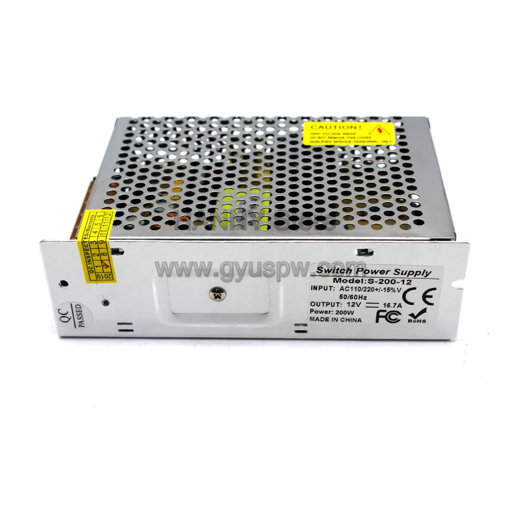 Универсальный 12V 16.7A 200W источник питания, трансформатор, светильник 220V 110V AC DC12V SMPS для камеры видеонаблюдения, Светодиодная лента, монитор