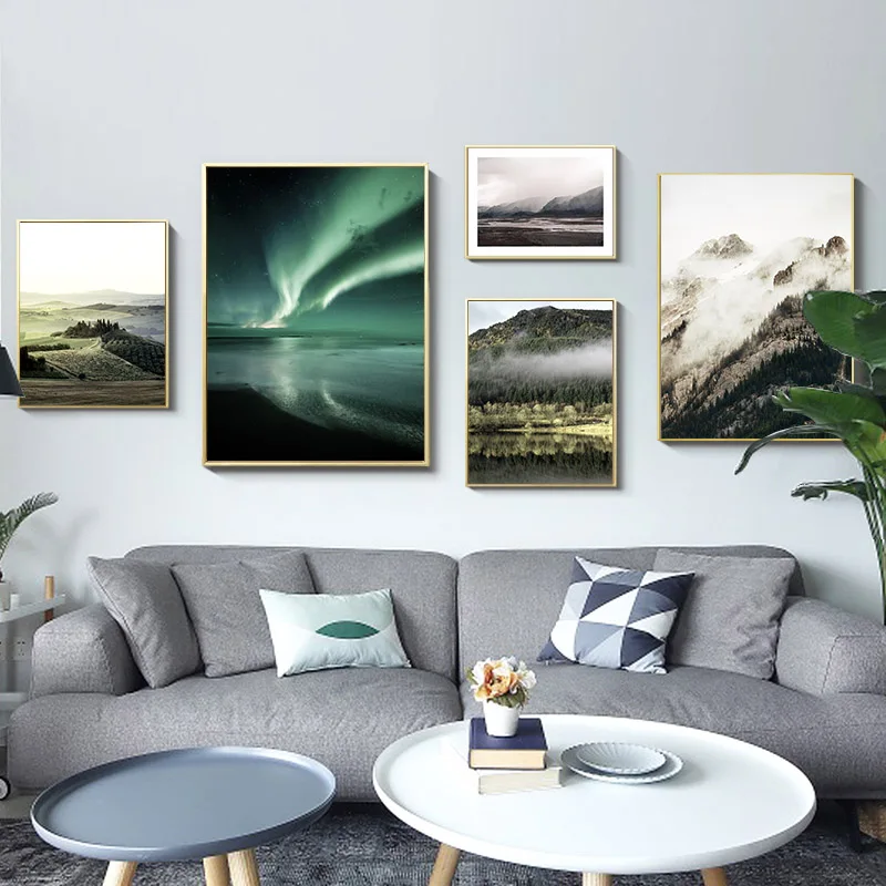 

Scandinavian Wall Art Canvas Poster Mountain Forest Nature Landscape Print Nordic Style Picture Painting Modern Home Decoration