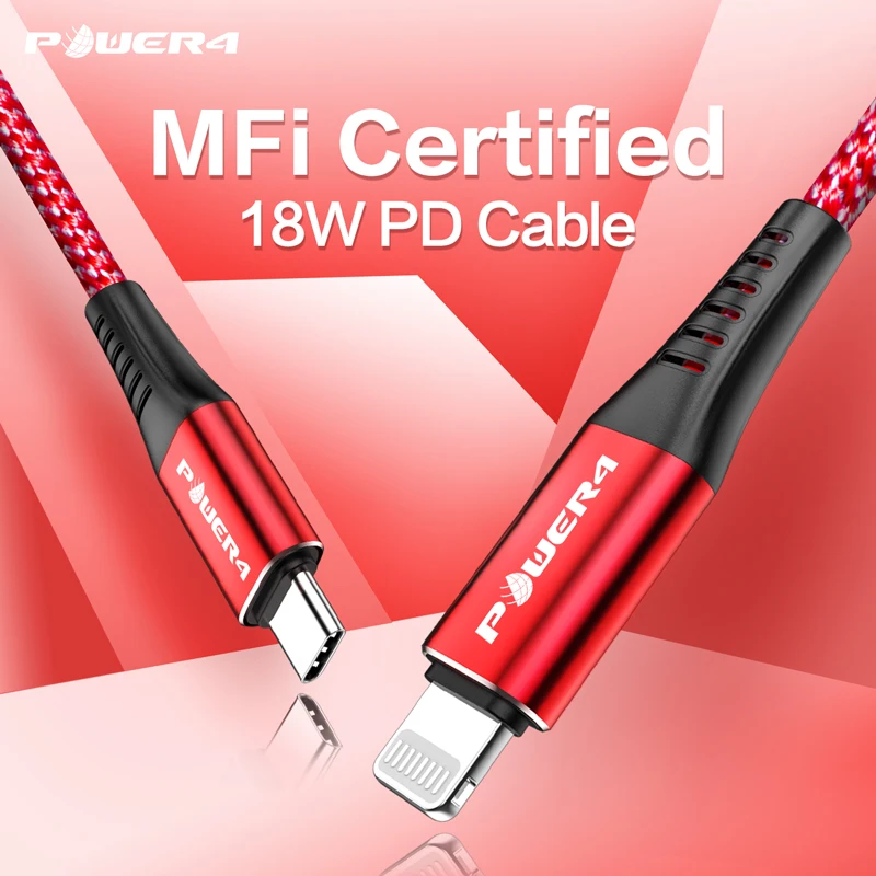 Купить Кабель Power4 MFi с Lightning на USB Type-C PD быстрая зарядка 18 Вт кабели для iPhone 11 Pro max XR XS iPad | Кабели для мобильных телефонов (4000346312483)
