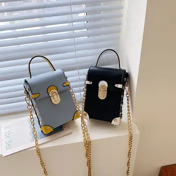 

Chic small bag female 2019 new portable box small package Korean version of the rivet chain single-shoulder oblique satchel