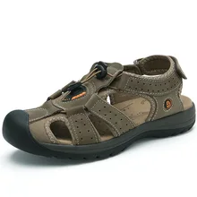 Лидер продаж; Брендовые мужские летние сандалии; мужская кожаная повседневная обувь; Мужская модная дышащая обувь в римском стиле; Новинка