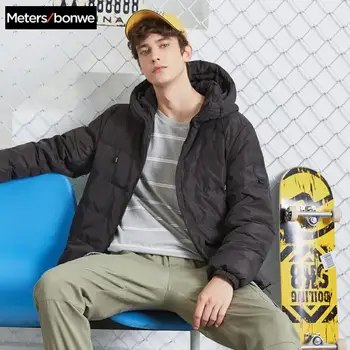 

Metersbonwe Thick Down Jacket Men Winter Warm 80% gray Duck Down Coat Hooded Solid Fashion Man Coat Outwear