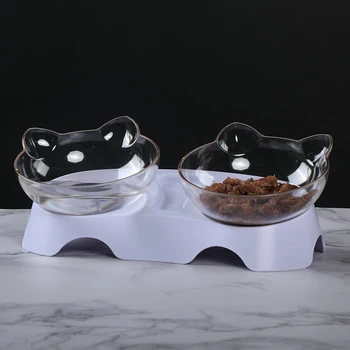 

Cat Double Bowls With Raised Stand Pet Food And Water Bowls For Cats Dogs Feeders