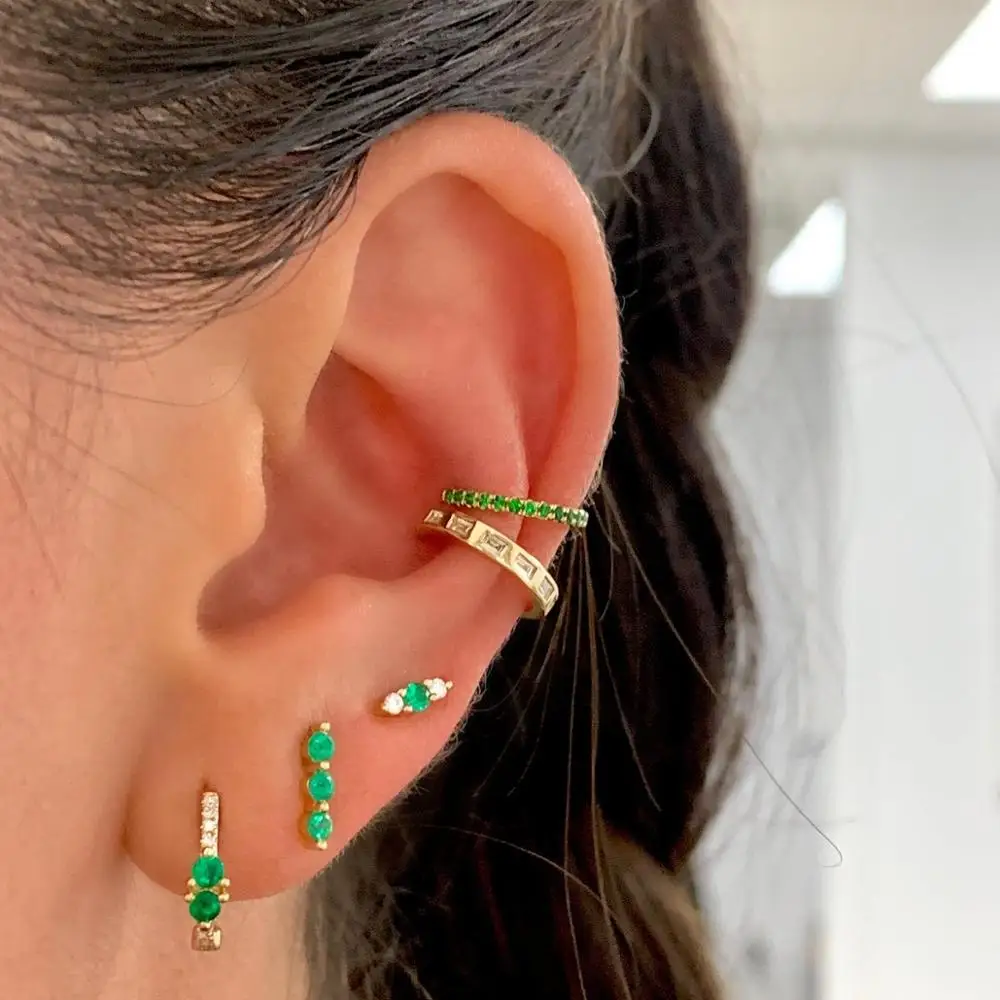 Маленькие женские серьги-гвоздики, три камня, красочные cz стержни, простые, минимальный, мульти, пирсинг, костяные серьги