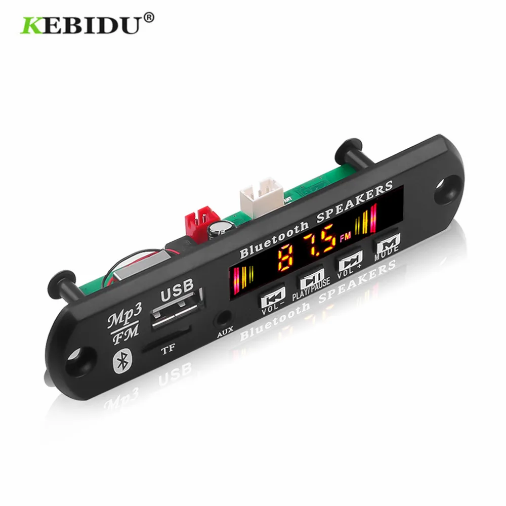 KEBIDU Bluetooth 5.0 Car MP3 WMA Decoder Board Audio USB TF FM Radio Module 5V 12V Player with Remote Control | Электроника