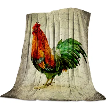 

Animal Cock Retro Farm Rustic Throw Blanket Blanket Cartoon Fleece Blanket Sofa/Bed/Plane Travel Plaids Bedding Towel