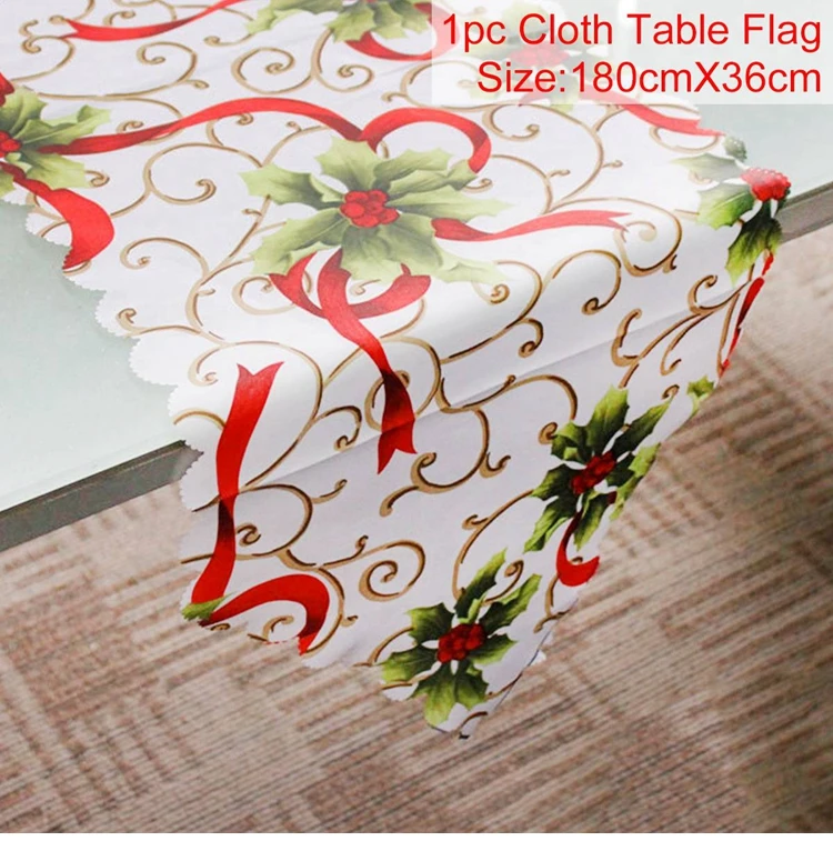 Table Runner 8 HUIRAN Рождество Санта Клаус чехлы на стулья рождественские украшения для дома Navidad Рождественский Декор подарки счастливый год - Цвет: Table Runner 8