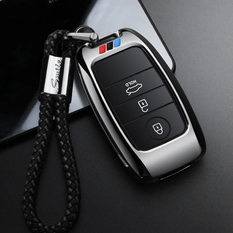 A Black 02 Чехол для ключей автомобиля из цинкового сплава, брелок для Kia Rio K2 K3 K4 Sportage Cerato K3 Optima K5 Ceed Sorento Soul Forte Sportage R - Название цвета: A Black 02
